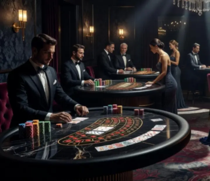 Casino-inspirovaný entertainment lounge Plzeria s herními stoly a barovým sezením