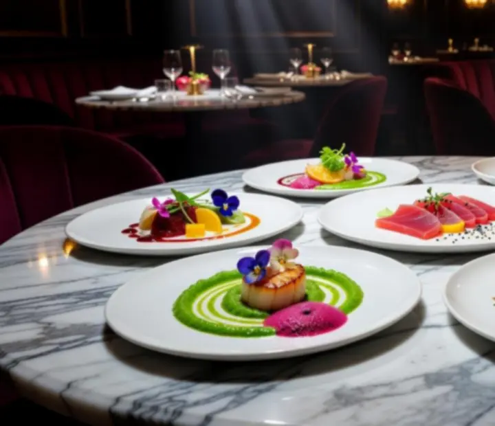 Gurmánské pokrmy servírované v restauraci Plzeria s precizní prezentací
